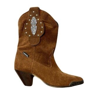 Capezio Leather Heeled Western Boots with Silver Accents